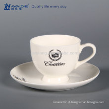 Logotipo personalizado branco puro derramamento prova copo de café, osso China personalizado copo de café